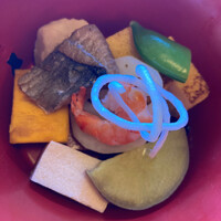 韻松亭 - カボチャ、さつまいもなど根菜煮と煮魚、海老