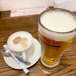 居酒食堂 わ楽 - ビールとカプチーノでスタート