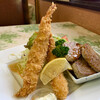 青野 - 料理写真:大海老フライと角切りステーキ