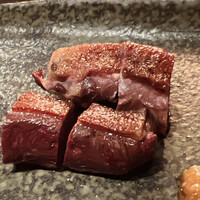 たでの葉 - 尾長鴨の胸肉です。味噌でいただきます