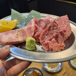 TOKYO焼肉ごぉ 3号店 - 究極厚切り4点盛り（タンは焼いちゃいました）