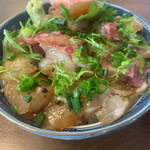 福六寿 - 刻みネギ、刻み大葉、煮た山椒の実、刻みガリ、奈良漬