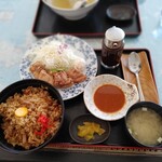 レストラン藤観光  - 料理写真:美唄米粉味噌ザンギ&とりめし定食 1020円