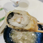 奈良 - エビとお餅のおろし餡掛け、断面！