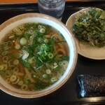 ちよ志手打うどん - うどん中、春菊天、納豆巻