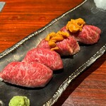 焔立つ肉寿司と牛タンタワー 肉処 双葉 三宮 - 肉寿司