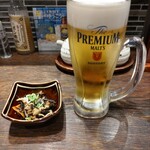 魚店亜紗 - 生ビール(中) サントリー・ザ・プレミアムモルツ 580円 ♪