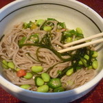 越前三国屋 - 夏野菜と昆布のねばねばぶっかけ（出汁をかけ混ぜていただきます）