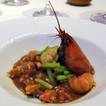 阿寒湖ザリガニとジロール茸の軽い煮込み（シェア後）3,600円