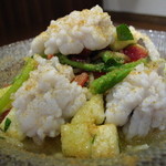 リストランテ ネグラマーロ - 鱧とカラスミと水ナスとアスパラソパージュの冷製スパゲティーニ