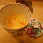 鮨 美菜月 - 黄パプリカの茶碗蒸し　うなぎ・そら豆・えんどう豆入り