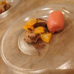 Bistro TAKU - チョコムース?みたいなのと、ブラッドオレンジのソルベ♪