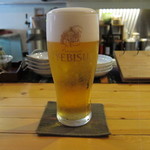 蕎房 猪口屋 - 中生 エビス樽生（550円）