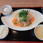 龍潭酒家 - 汁なし担々麺（スープ，ライス付き）