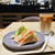 焙煎所Cafe - 料理写真:サンドイッチと深煎りコーヒーのカフェラテ