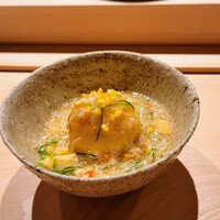 一宇 - 百合根饅頭に毛ガニと筍のあんかけ