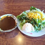 和風レストラン みよし - ランチのカレーとサラダ