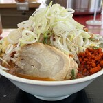 ラーメン もっけだの - 2023.2.1～冬季限定『旨辛ラーメン炎山ニンニク野菜マシマシ+ネギ』