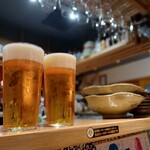 本気のビールと。食堂頂さん - 