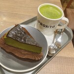 プロント - 『濃抹茶ラテ』
            『STONEMILLの抹茶バスクチーズケーキ』