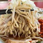 ラーメン もっけだの - 2023.2.1～冬季限定『旨辛ラーメン炎山ニンニク野菜マシマシ+ネギ』の麺