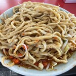 ラーメン もっけだの - 2023.2.1～冬季限定『旨辛ラーメン炎山ニンニク野菜マシマシ+ネギ』の天地返し