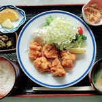 焼石クアパークひめかゆ 食堂 - 唐揚げ定食@750円
