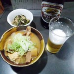 Sumibi Yakitori Daisuke - 130618モツ煮530円瓶ビール530円お通し300円