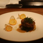 IZA - 鮟肝ソテー 縮みほうれん草添え