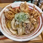 肉そば てノ字 - 鳥中華300gゲソ天トッピング