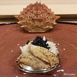 御料理 寺沢 - 栗蟹の剥き身とキャビア
