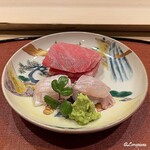 御料理 寺沢 - 大間産天然本鮪のトロに寒鮃と縁側