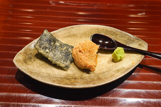 Sushi Zai - あん肝、揚げ海苔
