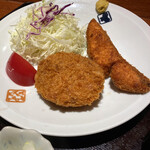 Ookamadomeshi Torafuku - 月見メンチカツと銀鮭のフライ定食