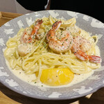 cafeご飯 use - エビとホタテのレモンクリームパスタ
