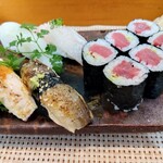 玄海鮨 - 追加 イカ カンパチ腹身 海老炙り アナゴ  鉄火巻