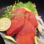 Horse meat lean sashimi