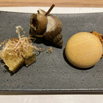 鮨 つむぎ - 子持ち昆布、あん肝モナカ