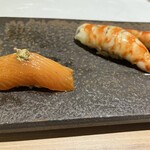 鮨 つむぎ - サクラマスとクルマエビ