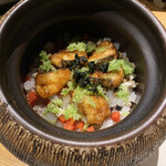 江之浦リトリート 凛門 - 取り分ける前に、頼み込んで撮影した目鯛と根菜の炊き込みご飯。