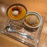 おおたに - 苺とせとかのゼリー　黒糖アイスクリームと安納芋のブリュレ