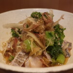 こころや - 炙り太刀魚と菜の花のおろしポン酢和えアップ