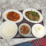 Za Shanhai - C定食（芝海老のチリソース、牛肉ピーマン炒め）（1500）