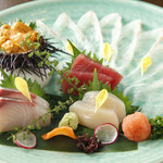 Assortment of five types of sashimi of the day