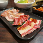 カルビ大将 - 料理写真:満足ランチ(ごろっとカルビ、牛カルビ、豚カルビ、鶏もも肉)