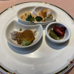 中国料理 旬輝 - フカヒレランチの前菜。微妙に品が変更されてて飽きのこないように工夫してる料理長に感謝