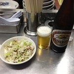 中華そば みたか - ビールとチャーシュー皿