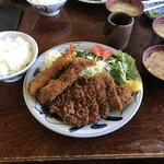 かつ亭 - ロース・エビ盛り合わせ定食
