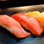 すしざんまい - 大トロ、中トロ、サーモン、エンガワ、ヒラメ昆布締め