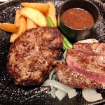 Hanbagu Suteki Koshi Duka - 腰塚ハンバーグとステーキ御飯付き（￥２９８０）